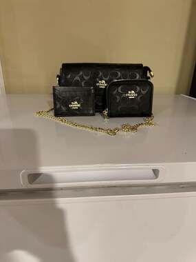 Coach 3-Piece Signature Embossed Leather Crossbody transitions to Shoulder Bag